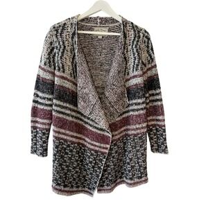 Lucky Brand Women's Size L Open Front Cardigan Sweater Striped Boho Western